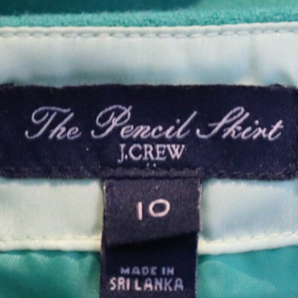 J Crew The Pencil Skirt Teal Wool Blend Classic Sz 10 - Picture 5 of 6